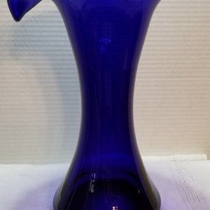 Cobalt Blue Glass Jack In The Pulpit Vase Wanda Hand Made in Poland